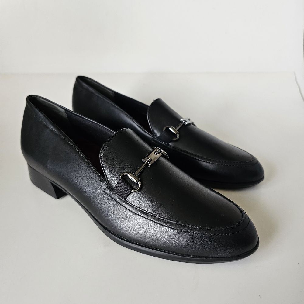 Munro Loafers Womens Black Leather Harrison II Casual 7.5 Narrow Shoes